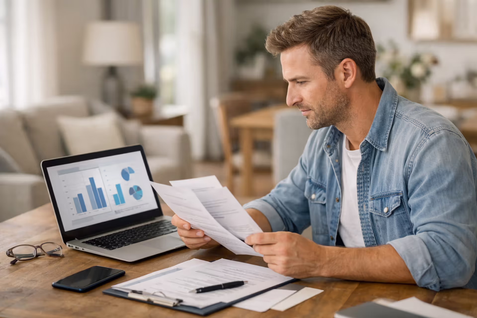 person comparing insurance options on laptop at home